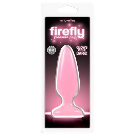 Розовая, светящаяся в темноте анальная пробка Firefly Pleasure Plug Medium Pink - 12,7 см.