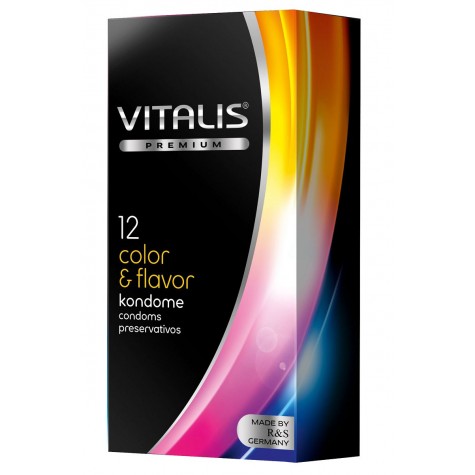 Цветные ароматизированные презервативы VITALIS PREMIUM color & flavor - 12 шт.